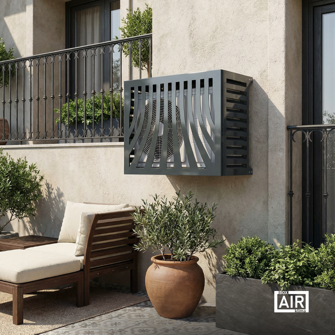 Anthrazitfarbene Provence Abdeckung von Box Air Klima per Klimaanlagen e Wärmepumpen, Schutz vor Witterung, UV e polvere.