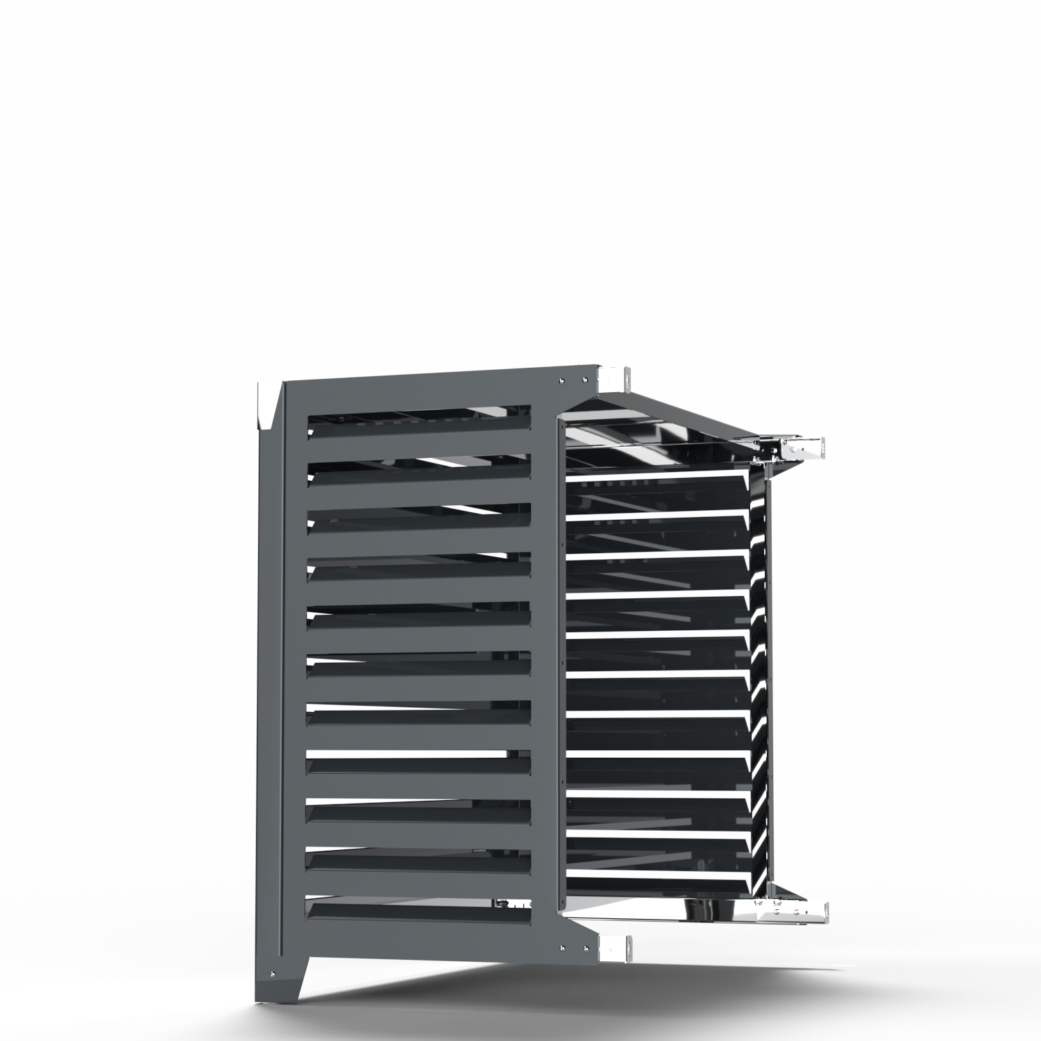 Rear and side profile – XL anthracite cover ensures airflow and discrete presence against the wall. compatible with PANASONIC CU-TZ35ZKE system.