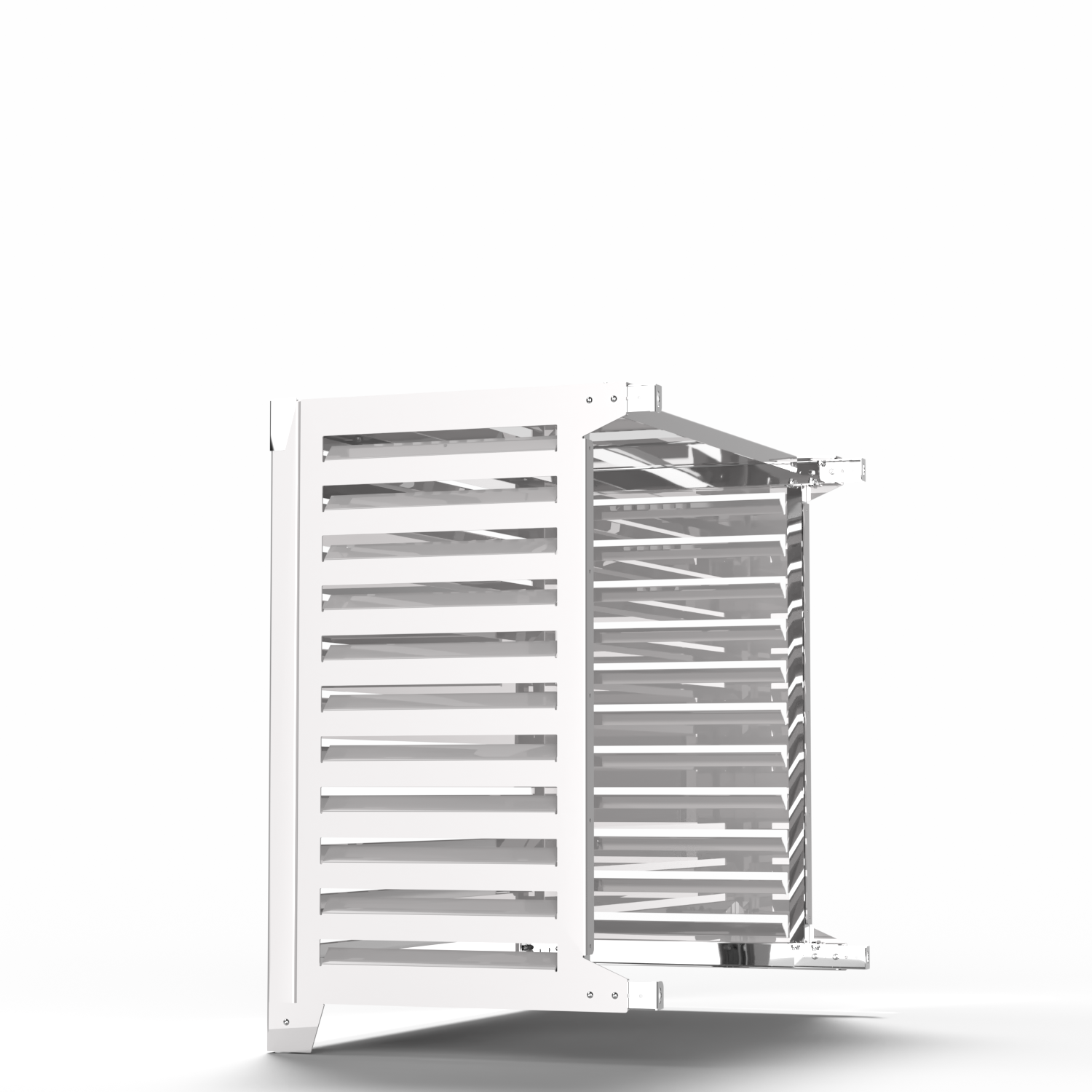Vista posteriore Big Blade XL bianco – profilo sollevato per aerazione continua e protezione dagli agenti atmosferici. prestazioni elevate con Argo Clima AEI1G80.