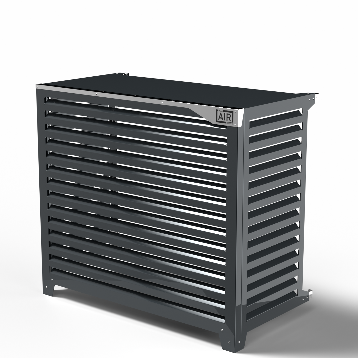 Cache technique au sol pour pompe à chaleur – modèle Big Blade XXL anthracite, vue frontale. association idéale avec Argo Clima AIM14EMX