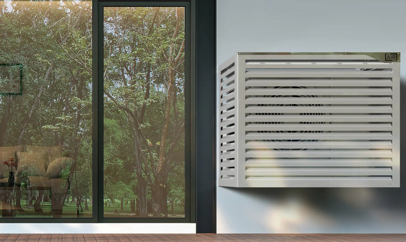 Cache frontal pour Mitsubishi Ecodan Zubadan, protège la pompe des chocs et réduit l’impact visuel.