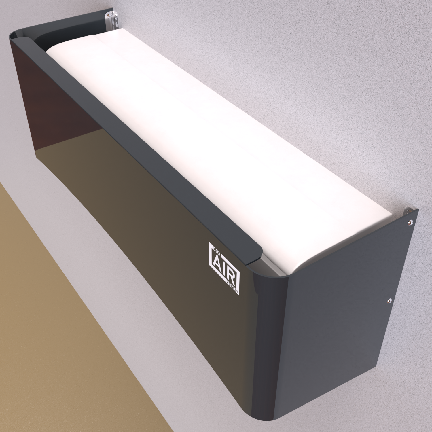 Top-down view of Clio anthracite – elegant indoor AC cover emphasizing minimalist design and comfort. Compatible with Fujitsu AOYG07KGTB indoor split air conditioning unit.