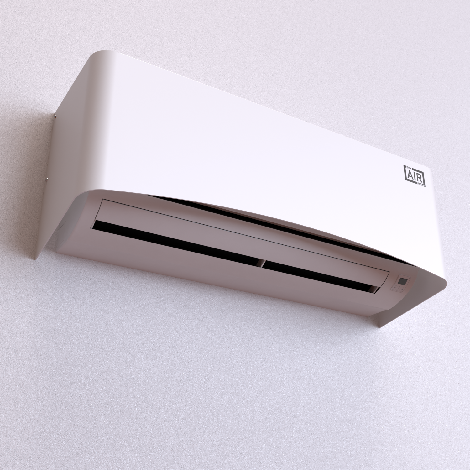 Vista dal basso – Clio bianco con struttura in alluminio composito, mantiene il flusso d’aria e copre l’unità. Compatibile con l’unità interna split aria condizionata Daikin ERLA-DV 08DV.