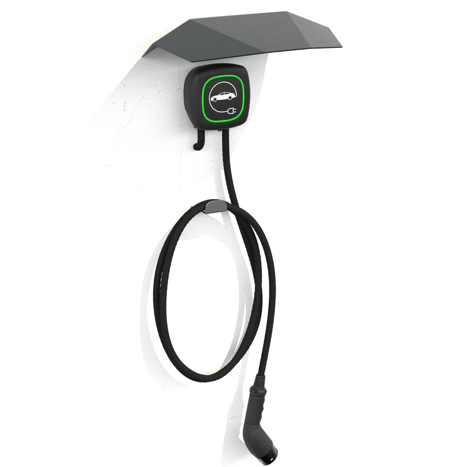 Minimal and modern wallbox protection – front view of the Cyber cover protecting a generic charger, slim profile and clean design ideal for contemporary setups. Compatible with Ohme ePod wallbox EV charging station.