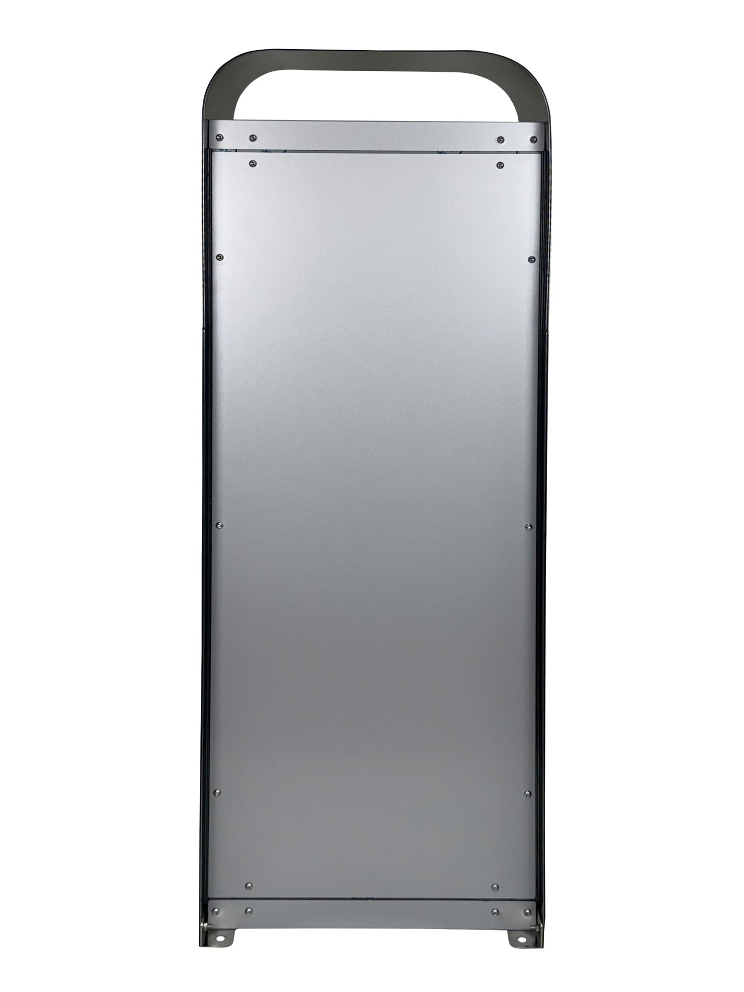 Vista da dietro dello Stand antracite – focus sugli attacchi a terra per un fissaggio sicuro e resistente agli agenti atmosferici. Compatibile con la wallbox per ricarica Wallbox Pulsar Gen 1.