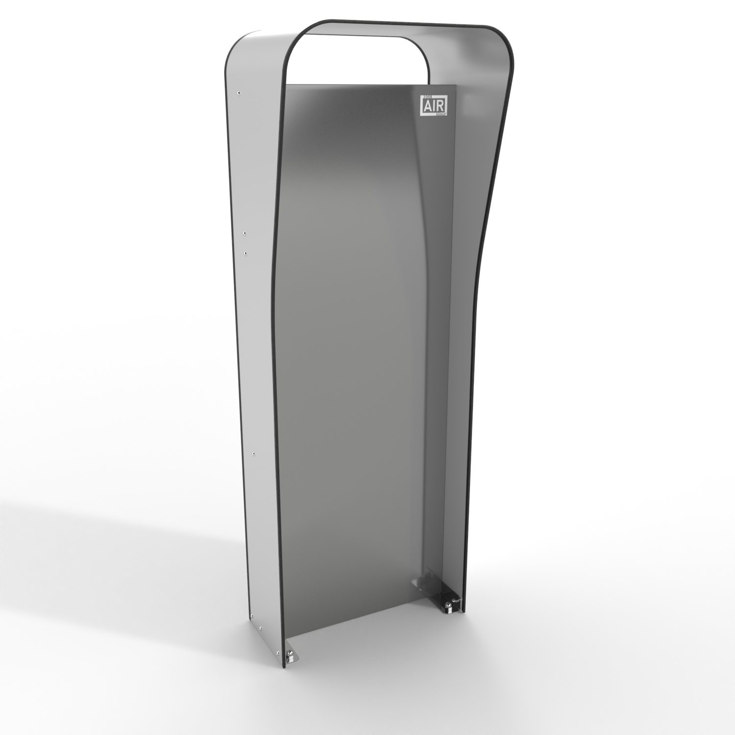Vista tecnica dello Stand bianco/argento – struttura robusta, finitura resistente, pronta per ospitare qualsiasi wallbox da esterno. Compatibile con la wallbox per ricarica Tesla Wall Connector Gen 3.