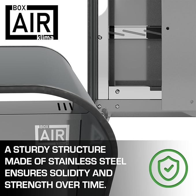 Graphic breakdown of stainless-steel structure – visual representation of the durable internal mechanics behind the minimalist exterior. Compatible with ABB Terra AC wallbox charging station.