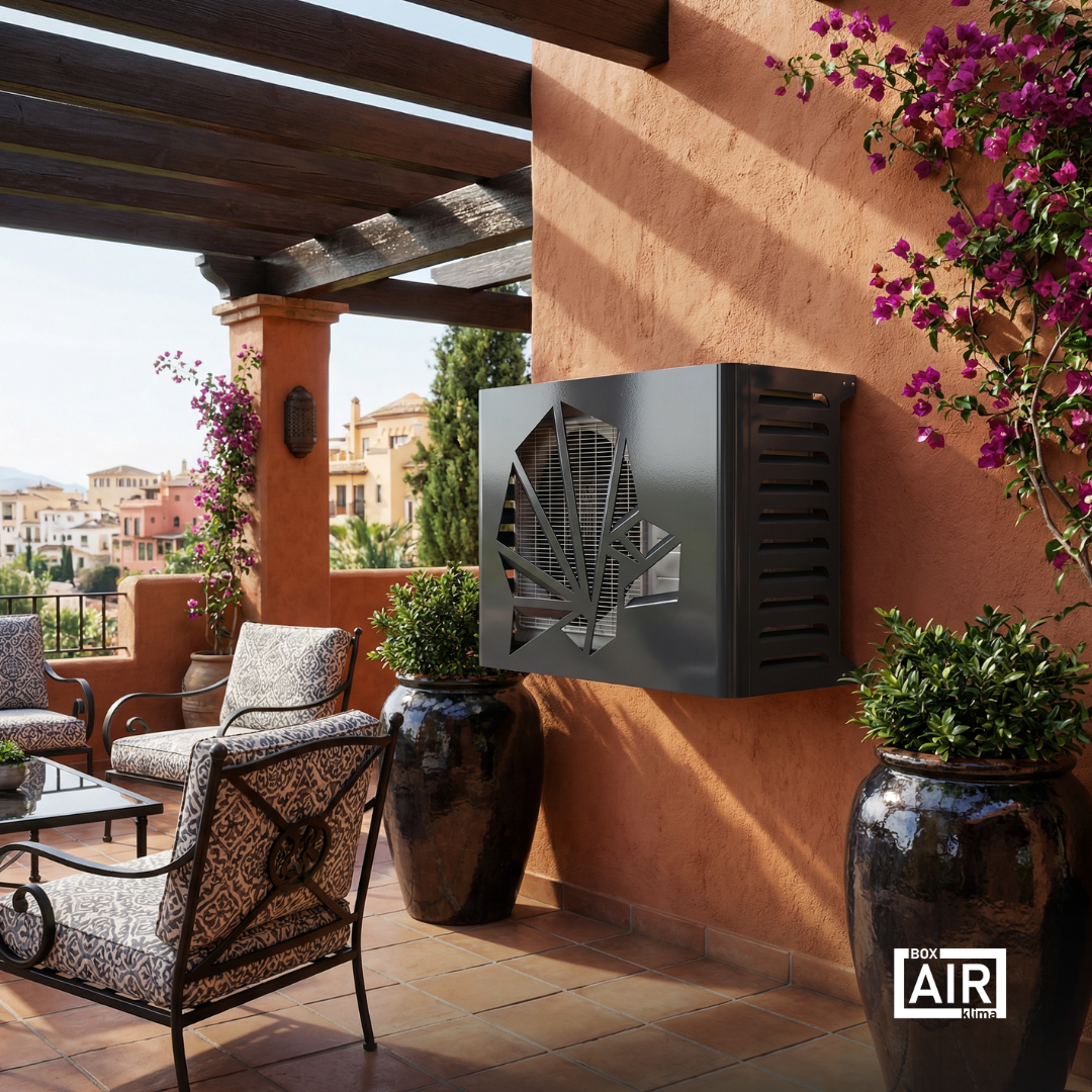 Anthrazitfarbene Blade Abdeckung von Box Air Klima für Klimaanlagen und Wärmepumpen, Schutz vor Witterung, UV e sporco.