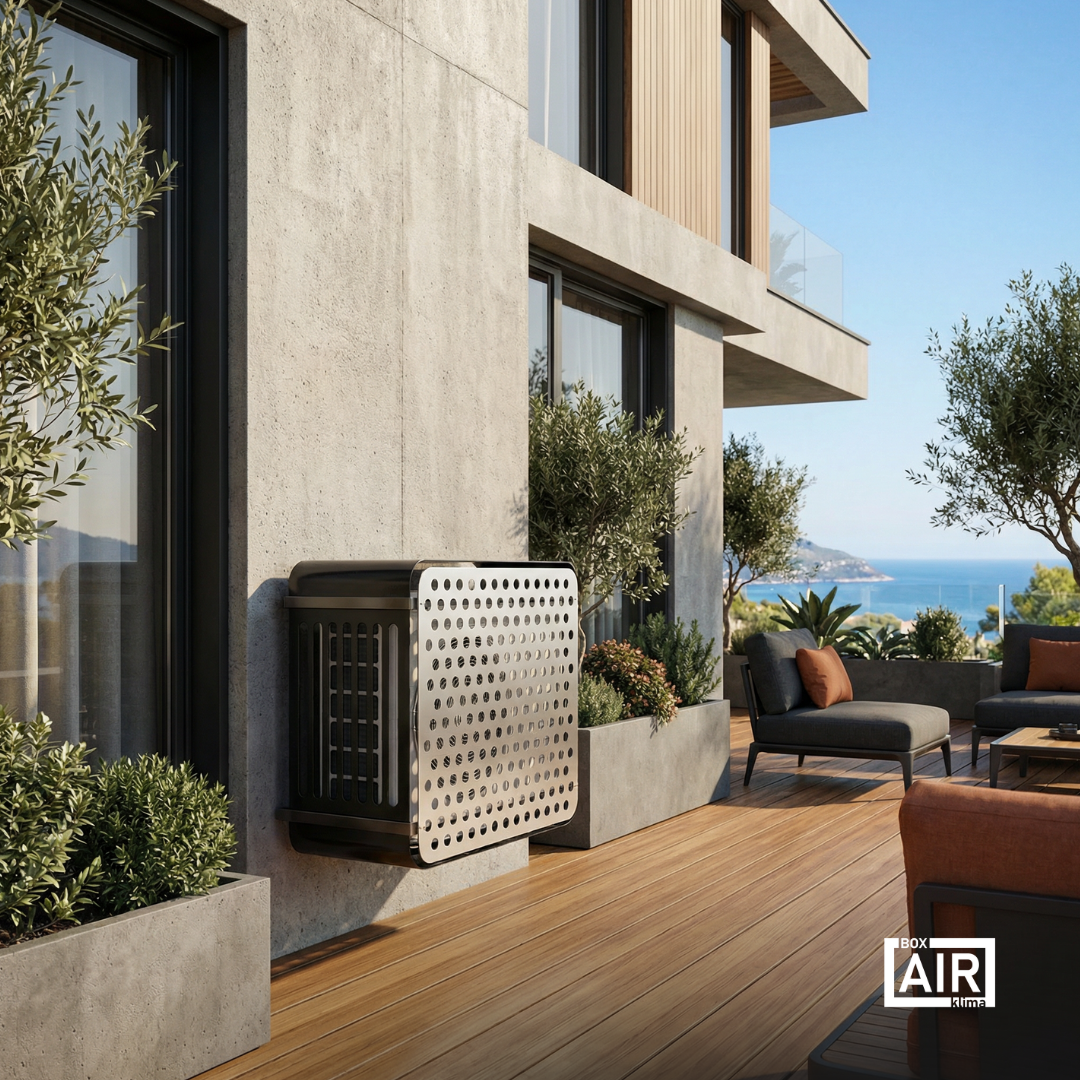 Cache clim extérieur anthracite HiFi pour protéger les unités contre pluie, débris, poussière et usure esthétique.