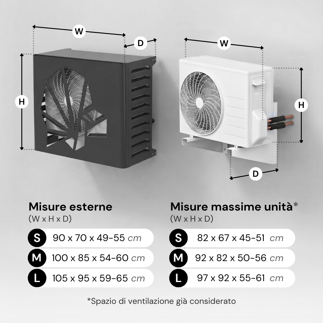 Anthrazitfarbene Bird Abdeckung von Box Air Klima für Klimaanlagen und Wärmepumpen, Schutz vor Witterung, UV e polvere.