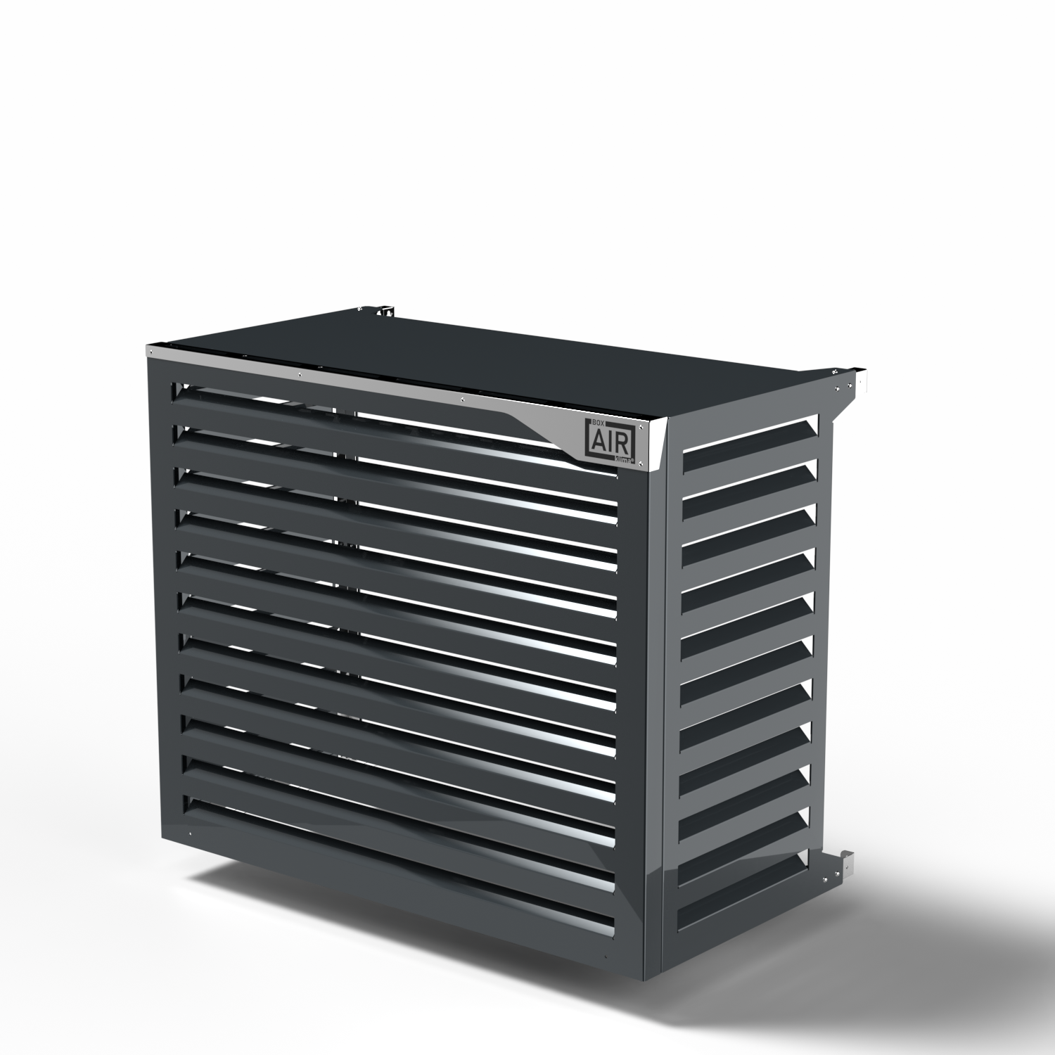 Cache pompe à chaleur mural anthracite – modèle Big Blade XL, design sobre pour façade extérieure. conçu pour fonctionner avec Daikin ERLA-DV 06DV.