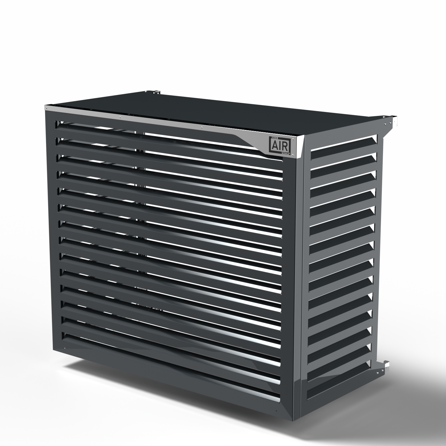 Cache murale pompe à chaleur XXL anthracite – protection élégante et ventilation naturelle. Pompe à chaleur Fujitsu AOYG14LAC2 pour habitats modernes.