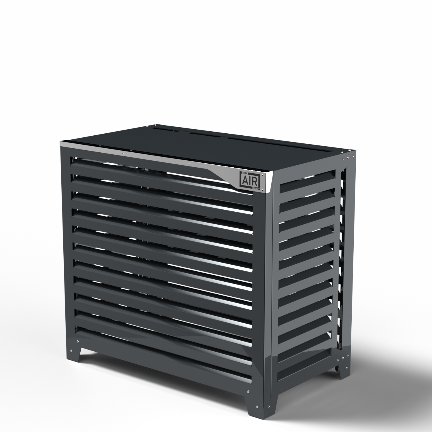 Cache pompe à chaleur élégant – modèle Big Blade XL anthracite vue frontale, design épuré. performances accrues avec AOYG30LAT4.