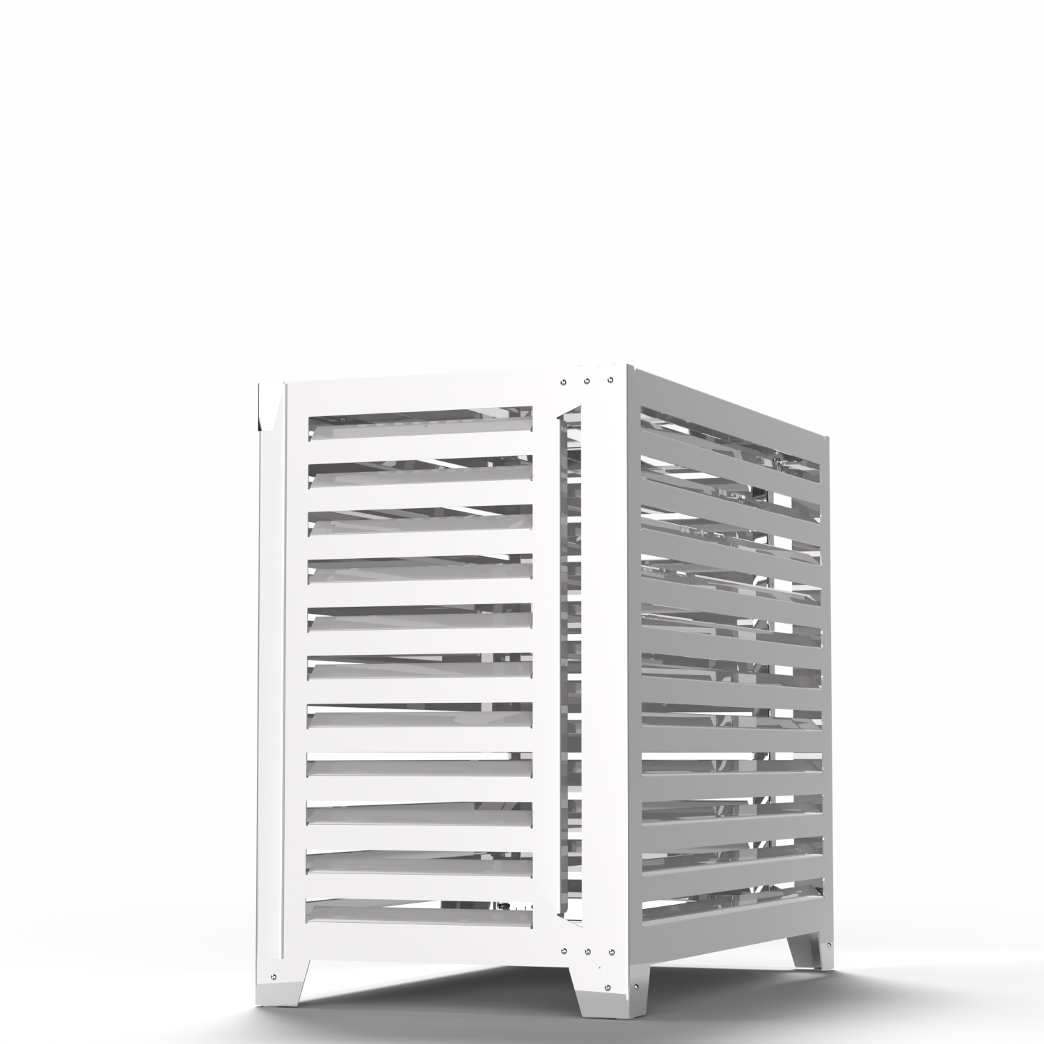 Vista laterale e posteriore – struttura rialzata per favorire la ventilazione naturale e lo scarico dell’aria calda. Argo Clima AIM08EMX – design italiano e affidabilità.