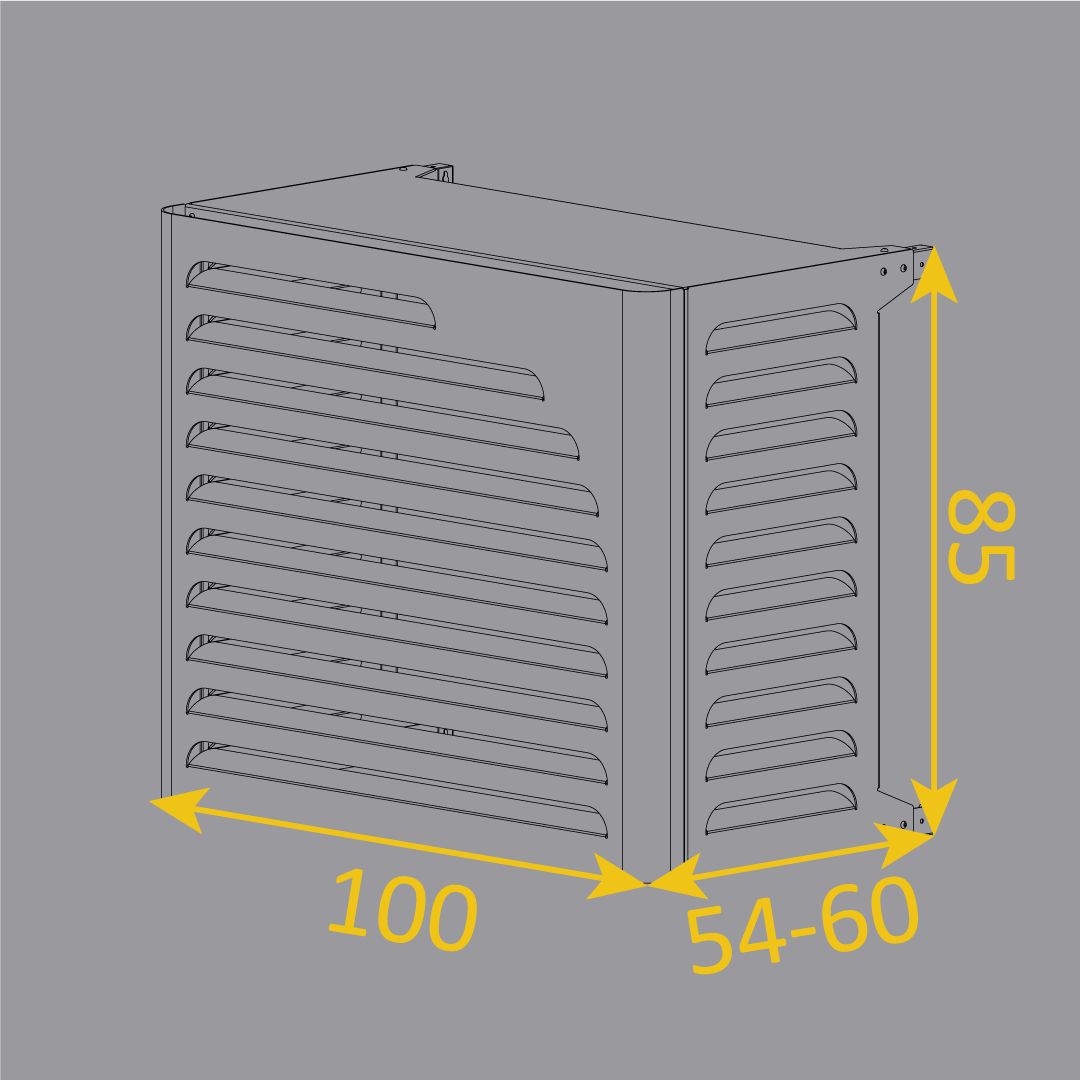 External measurements – size M Bird artistic AC cover for wall-mounted climate units