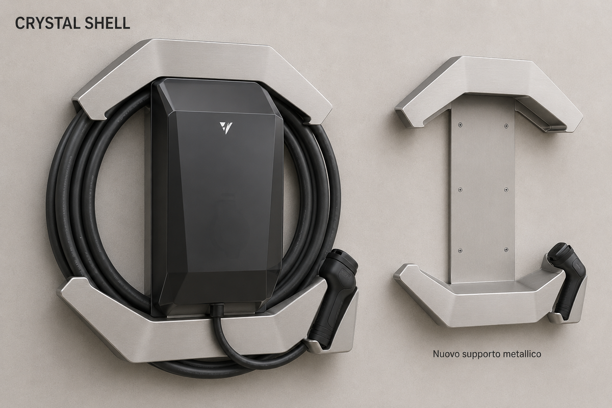 Crystal Shell 360 protezione wallbox con avvolgicavo e portaspina integrati