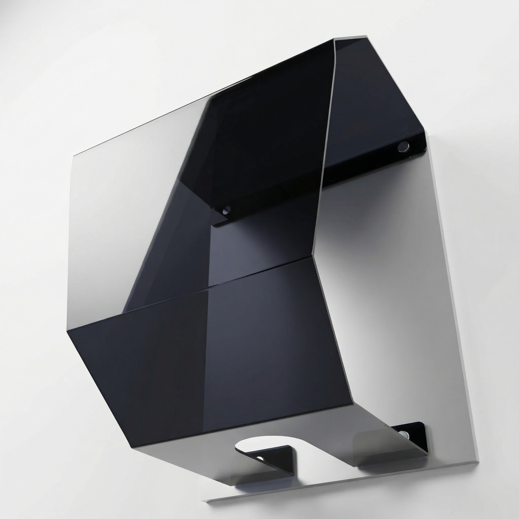 Crystal Shell cover only, bottom-rear angled view on a white studio background, showing the open base, internal support brackets and shaped smoked panels.