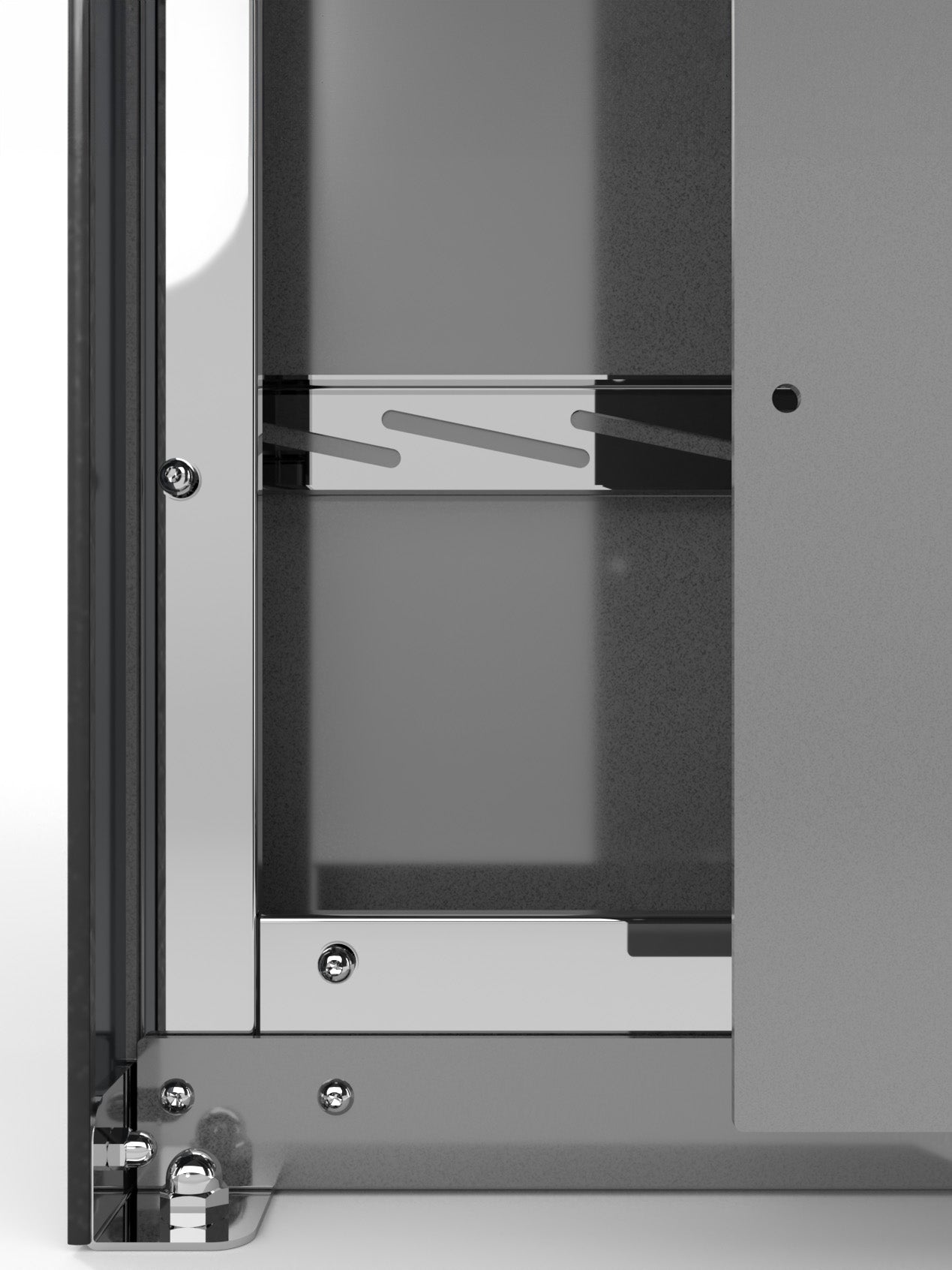 Internal stainless steel structure for EV wallbox protective housing, secure mounting system with anti-corrosion finish