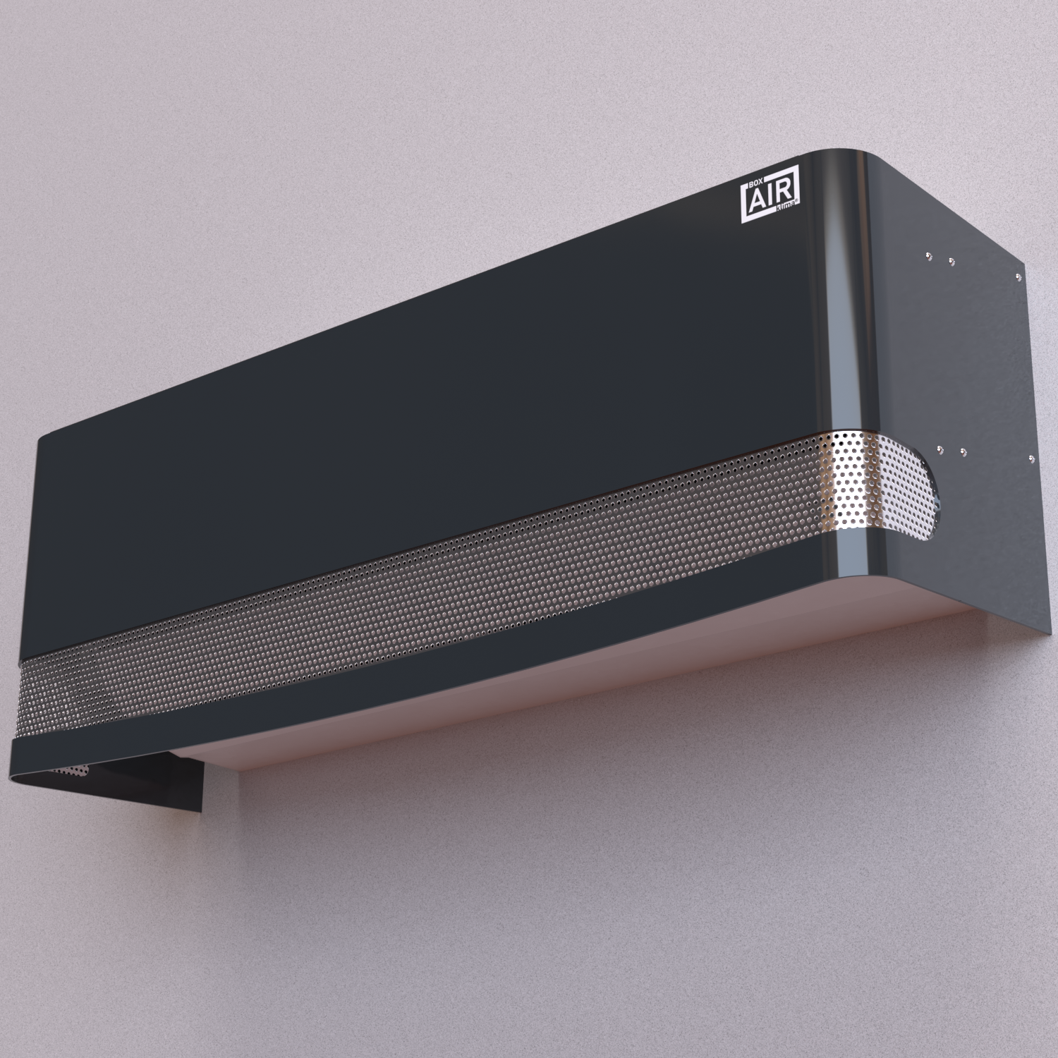 Cache split intérieur de qualité – Talia anthracite installé sur un mur blanc, style épuré. Compatible avec l’unité intérieure de climatisation split Argo Clima AEI1G80.